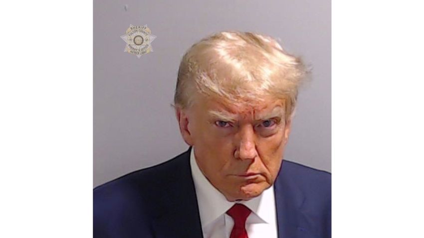 Former President Donald Trump's booking photo taken at the Fulton County Sheriff's Office on Thursday, August 24, 2023. 